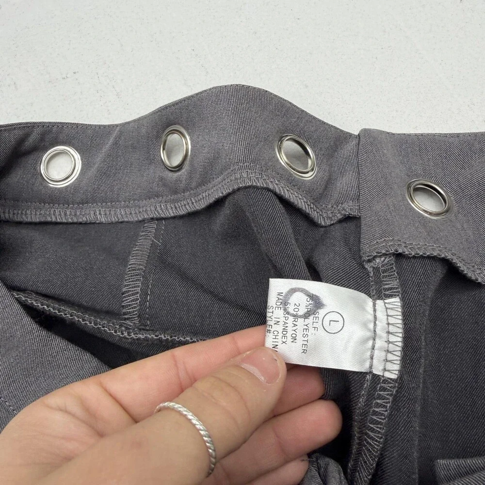 Fashion Nova Dress Pants Womens L Gray Magnolia Wide Leg Hardware Trouser